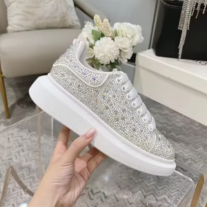 Zapatos Planos de Cuero Genuino con Diamantes de Diseño Lujoso para Hombre y Mujer, Zapatos Casuales para Caminar, Zapatos Deportivos con Suela Gruesa para Correr - Product Image 2
