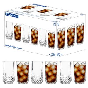 ダイヤモンドベースハイボールグラスエレガントなドリンクウェアセット6個セットクリアテクスチャタンブラー食器洗い機安全耐久性アイドビバレッジカップ - Product Image 2