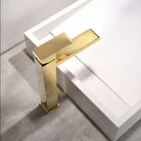 Robinet de lavabo monotrou AOWE moderne en or poli avec capteur tactile, à poser sur le comptoir, avec cartouche céramique et garantie de 5 ans |