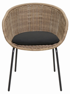 Modern Steel Frame Outdoor Bucket Chair with <b>Cushion</b>-Set of 2 Weather-Resistant for Restaurant & Hotel Use - Product Image 3