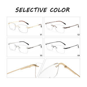 Étui à lunettes carré sans monture unisexe, marque de mode, alliage, transparent, lunettes optiques sur ordonnance <span class=keywords><strong>avec</strong></span> livraison rapide - Product Image 3