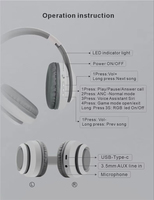 Auriculares Inalámbricos D812L con Cancelación Activa de Ruido (ANC), Luz Ambiental RGB, Chip Bluetrum, Bluetooth V5.3, con Micrófono