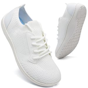 Chaussures de sport blanches en maille respirantes à lacets pour femmes, idéales pour la gym, la danse et les mouvements sportifs - Product Image 1