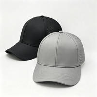 Casquette de baseball sportive pour homme, haute qualité, imperméable, gris clair, 6 panneaux, visière incurvée, perforations découpées au laser, respirante