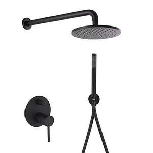 Ensemble De douche dissimulé en laiton, noir mat, 2 fonctions, haut rond, offre spéciale, - Product Image 3