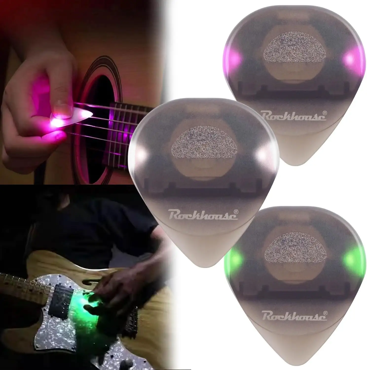 Led Lightening Big Triangle Guitar Pick Shining Guitar Pick Witte Gitaar Pick 6.5Mm Edge-0.6/0.8/1.0Mm Gitaarplectrum