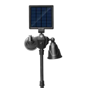 Factory solar energy double-headed spotlights outdoor courtyard waterproof insertion of lawn induction LED spotlights