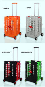 Vente en gros Boîte de rangement pour camping en plein air <span class=keywords><strong>Chariot</strong></span> de courses en plastique évidé <span class=keywords><strong>Chariot</strong></span> pliable à 4 roues roulant utilitaire pliable - Product Image 6