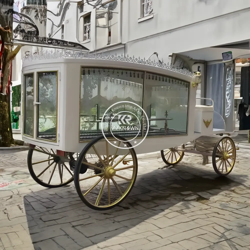 At çizilmiş siyah tabut arabası/Hearse Modern siyah cenaze at arabası George antika cam antrenör cenaze arabası