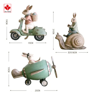 Gran oferta de fábrica, figuritas de conejo de avión volador de arte popular, esculturas de animales de poliresina para artesanías de resina de Pascua - Product Image 3