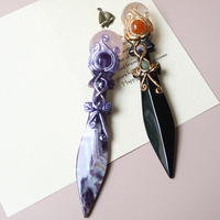 Sceptre en cristal en forme de couteau, baguette magique combinant cristal en forme de couteau et boule de cristal, cadeau d'Halloween