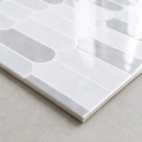 Carrelage mural et de sol en céramique pour salle de bain et cuisine, motif géométrique ovale, gris et blanc, effet marbre brillant, 300x600mm