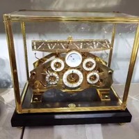 Reloj de Mesa de Bola Rodante de Latón con Movimiento de Fusible de Cristal Cúbico Chapado en Oro, Esfera Reversible de Día y Noche con Pista en Zigzag