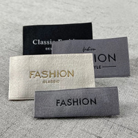 Etiquette personnalisée logo 3d Presse à repasser à chaud Etiquettes tissées en satin Dimension Care Neck Garment pour vêtements Robes de soirée