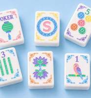 Jeu de Mahjong Américain Blanc à Vendre : Tuiles Colorées à Points et Caractères, en Acrylique, pour Jeu de Société Familial, OEM ODM