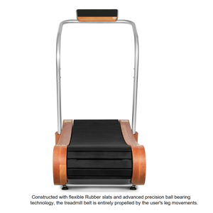 Cinta de correr manual curvada de lujo hecha a mano de madera y acero inoxidable, cinta de correr silenciosa con funcionamiento natural - Product Image 3