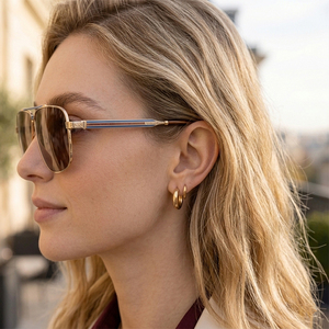 Gafas de sol de <span class=keywords><strong>aviador</strong></span> vintage de metal con doble barra para mujer, montura delgada dorada, lentes degradadas, elegantes, para oficina, exteriores, protección UV. - Product Image 6