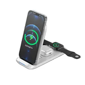 एयरपॉड सैमसंग स्मार्टवॉच आईफोन वायरलेस चार्जर के लिए एंड्रॉइड 3 इन 1 वायरलेस चार्जर यूनिवर्सल फोन चार्जर डॉक