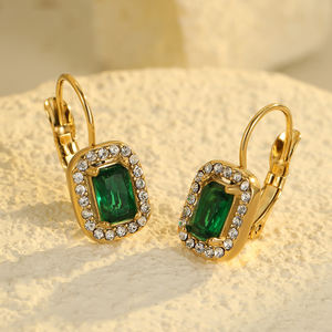 INS Offre Spéciale Style Français Boucles D'oreilles Huggies 18K Pvd Plaqué Or En Acier Inoxydable De Luxe Zircon Hoop Boucle D'oreille - Product Image 1