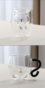 Wholesale <strong>Cute</strong> Creative Double Layer Glass <strong>Cup</strong> Cartoon Animal Design Heat Resistant Insulated for Milk <strong>Coffee</strong> or Hot Drinks - Product Image 5