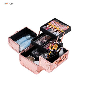 Maletín <span class=keywords><strong>de</strong></span> <span class=keywords><strong>Maquillaje</strong></span> <span class=keywords><strong>Profesional</strong></span> <span class=keywords><strong>de</strong></span> Viaje, Abierto, <span class=keywords><strong>de</strong></span> Aluminio Plateado, con Múltiples Bandejas, para Mujer, Venta Directa <span class=keywords><strong>de</strong></span> Fábrica - Product Image 5