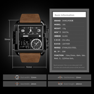 SKMEI 1391 Marque Or Grand Cadran 3 Fois Montres Hommes De Luxe Inoxydable Montre Numérique - Product Image 6