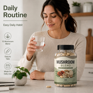 Cápsulas de Complejo de Hongos Mixtos Orgánicos, Veganos, Sin Gluten, Naturales y Bajos en Grasa, Suplemento Inmunológico para Adultos, No Apto para Mujeres Embarazadas - Product Image 3