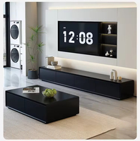 Ensemble meuble TV et table basse minimaliste moderne, écologique et durable, avec tiroirs de rangement en bois, pour salon et hôtel