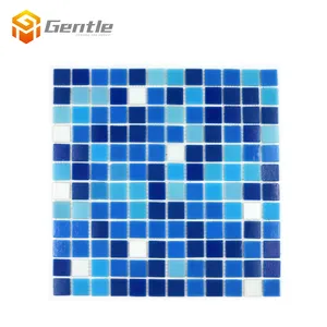 327x327 мм 25x25 мм квадратная мозаика горячего расплава, квадратная Смешанная синяя Глянцевая стеклянная мозаика, мозаика для бассейна, декоративная плитка