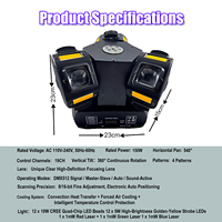 Mini projecteur mobile à 3 têtes RGBW 4-en-1 LED, faisceau vibrant, laser, stroboscope, wash, rotation, DMX512, contrôle sonore, 19 canaux, CRI élevé 80, pour discothèque et fête