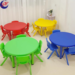 Sedia e Tavolo Rotondo in Plastica Ecologica <span class=keywords><strong>per</strong></span> Asilo, <span class=keywords><strong>Studio</strong></span> dei Bambini, Postazione di Scrittura <span class=keywords><strong>per</strong></span> Neonati, Arredamento Scolastico - Product Image 1