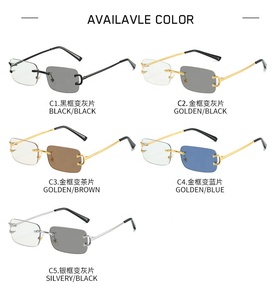 <span class=keywords><strong>Lunettes</strong></span> <span class=keywords><strong>de</strong></span> <span class=keywords><strong>Soleil</strong></span> <span class=keywords><strong>Photochromiques</strong></span> <span class=keywords><strong>de</strong></span> Luxe « Blue Rain » Tendance 2025 pour Hommes et Femmes, Monture Percée Protection UV400 Style Carré, Avec Étui - Product Image 3