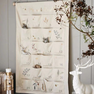 Calendrier de compte à rebours de Noël en toile réutilisable avec poches Calendrier de l'Avent suspendu <span class=keywords><strong>vide</strong></span> personnalisé pour la décoration intérieure de Noël - Product Image 3