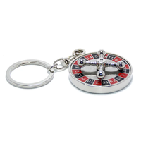Roulette de casino personnalisable et rotative, porte-clés en métal émaillé de 40 mm, jeu de hasard, souvenir touristique, promotion en gros
