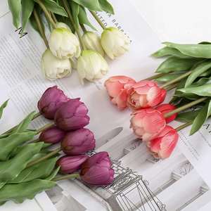 Tulipanes Hechos a Mano con Tacto Real, Decoración para el Hogar, Flores Artificiales Ecológicas de Alta Simulación, 5 Piezas/Ramo, Graduación, Día de la Madre, Pascua - Product Image 4