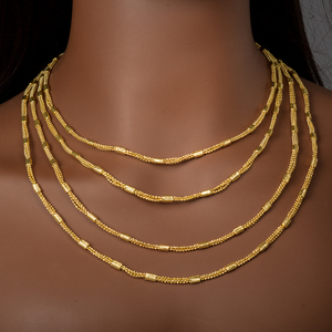 fine golden segmented <b>rope</b> bead tube same design various size layered lightweight wholesale fashion jewelry necklace - Product Image 3