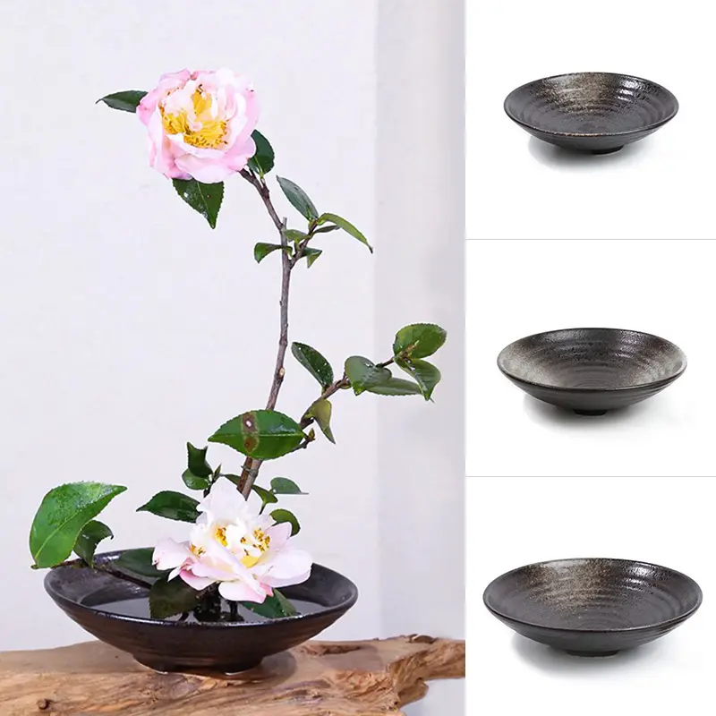 Kenzan piring bunga mangkuk tembikar piring bunga vas piring karangan bunga dangkal pot bunga gaya Jepang