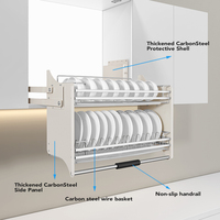 Vbosr Organizador de Cozinha: Cesto Elevatório Retrátil de Metal Vintage em Aço Inoxidável para Armário de Cozinha