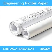 Papel para Plotter de Ingeniería de 80 g/m², Núcleo de 2 Pulgadas, Pulpa Reciclable para Dibujo Técnico, Ancho de 610 mm y 620 mm, Venta Directa de Fábrica