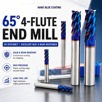 Fraise à queue en carbure monobloc HRC65 à 4 cannelures, revêtement bleu, en carbure de tungstène, pour usinage CNC de métaux, outil de coupe, usine