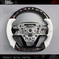 Volant personnalisé en fibre de carbone forgée rouge pour Ford Mustang S650 Dark Horse GT GT500 GTD Shelby Coupé 7ème génération 2024-2026