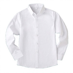 เสื้อเชิ้ตแขนยาวผ้าฝ้ายแท้ 100% แบบเรียบ ปรับแต่งได้ สำหรับเด็กนักเรียนชายหญิง ชุดนักเรียน ปักโลโก้โรงเรียน - Product Image 2