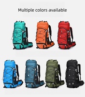 Sac à dos de randonnée pliable en polyester imperméable de grande capacité 70L fabriqué en usine, personnalisable, unisexe, pour la randonnée et les voyages en plein air