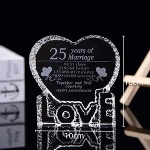 Fabriek Directe Verkoop Crystal Laser Binnenkant Carving Graveren Kleur Print 'S Bruiloft Kristal Geschenken