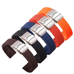 Correa de goma suave negra, roja, marrón, naranja, blanca y azul para reloj de hombre 18 20 22 24 <span class=keywords><strong>mm</strong></span> correa de reloj de silicona de un solo paso - Product Image 1