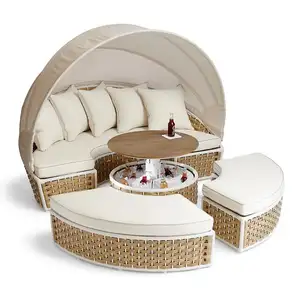SUNLINK Einzigartiges Design Kommerzielle Gartenmöbel Patio Schnellt rocknende Kissen Rattan Single Circle Sofa Set