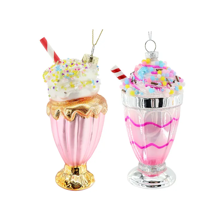 Zhengtian Exquisite Desserts Christmas Tree Hanging Ornaments Glass Ice Cream Gift Home Festival Xmas Decorations Supplies