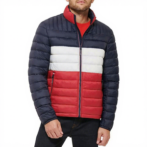 OEM Wholesale Unisex Color Blocking Puffer Jacket Windproof Warm Winter <b>Coat</b> <b>Stand</b> Collar Zipper Closure Casual Street Front - Product Image 4