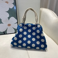 Tas Rajut Polkadot Merah Retro 2026 Grosir, Tas Jinjing Kapasitas Besar, Tas Tangan Wanita untuk Pesta, Acara, dan Perjalanan Sehari-hari