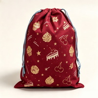 Groothandel handgeschilderde fruittaart grafische trekkoordtas herbruikbare opbergtas voor campusactiviteiten en organizer voor kleine spullen